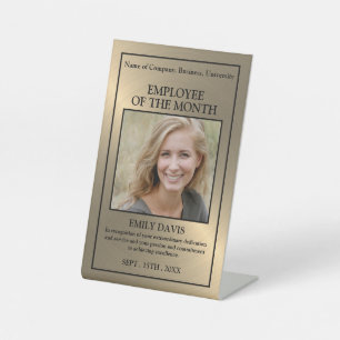 Gold/Personalized Photo - Employee Award Pedestal Sign