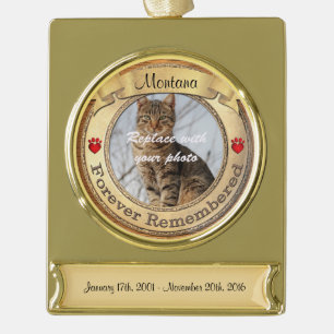 Gold Pet Memorial - Forever Remembered Plated Banner Ornament