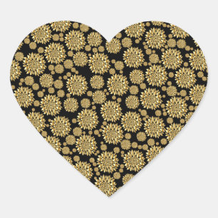 Gold Petals Heart Design Sticker