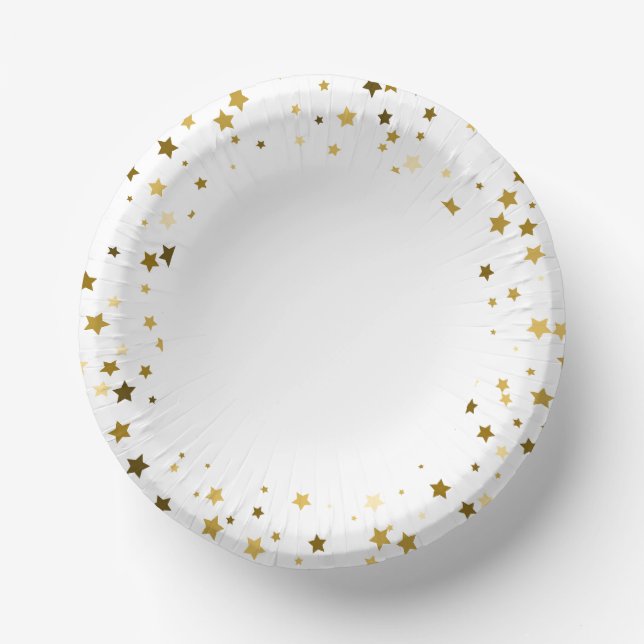 Gold Petite Stars Paper Plate (Front)
