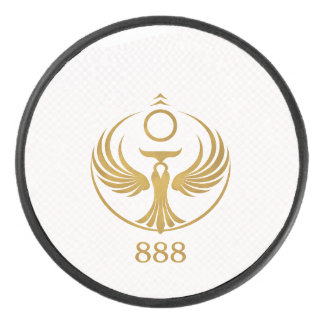 Gold Phoenix 888 Keychain | Spiritual Symbol Sigil Hockey Puck
