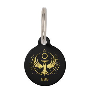 Gold Phoenix 888 Keychain Spiritual Symbol Sigil Pet Tag