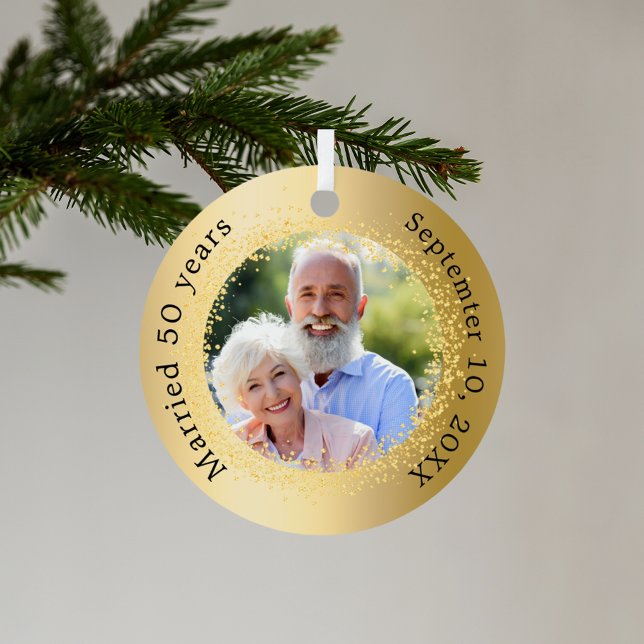 Gold photo 50th wedding anniversary metal tree decoration (Creator Uploaded)