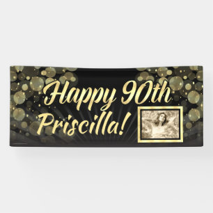Gold Photo 90th Birthday Party Decoration Banner