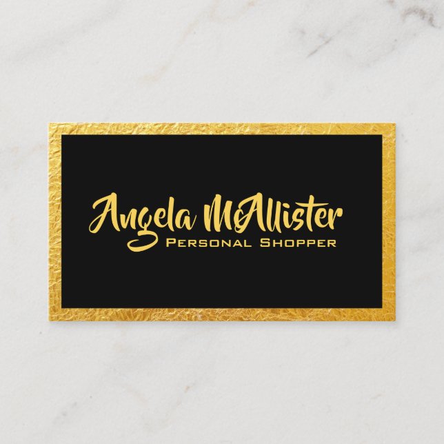 Gold Photo Black Frame Personal Shopper Business Card (Front)