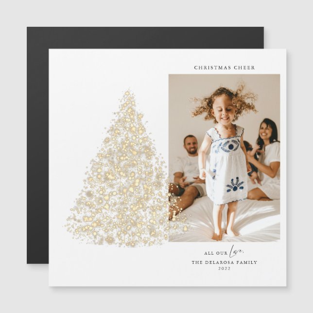 Gold Photo Christmas Cheer Magnetic Card (Front/Back)