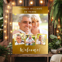 Gold photo collage birthday party welcome