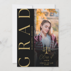 Gold Photo Law School Graduation Announcement