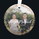 Gold Photo Married During Pandemic Christmas Ornament<br><div class="desc">This is a very chic elegant gold in modern script "Married During Pandemic'  First Christmas ornament keepsake for newlyweds to treasure their photo wedding memories</div>