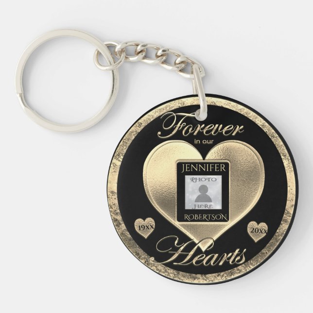 Gold Photo Memorial Key Ring (Front)