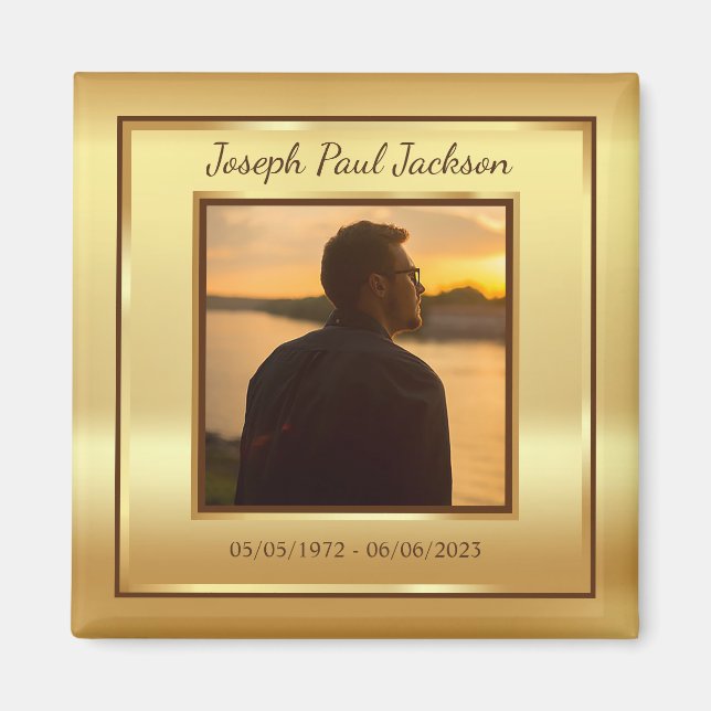 Gold Photo Memorial Magnet (Front)