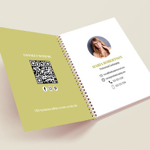 Gold Photo Professional Business QR Code Notebook