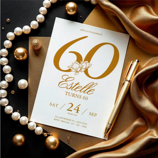 Gold Photo Save The Date 60th Birthday Invitation (Gold Photo Save The Date 60th Birthday Invitation)