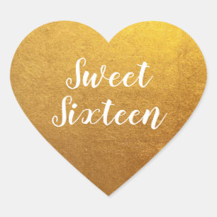 Gold Photo Sweet Sixteen Heart Sticker