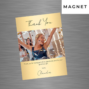 Gold photo thank you magnet card