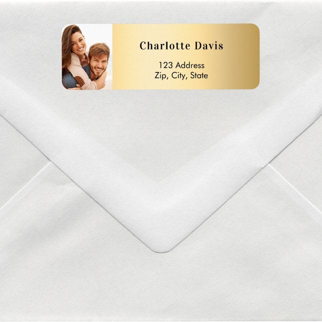 Gold photo wedding return address  label (Creator Uploaded)