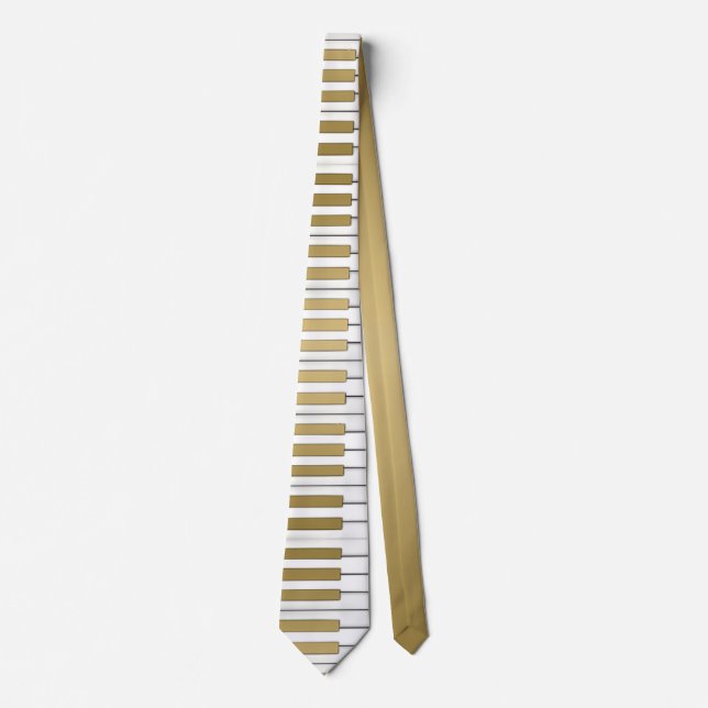 Gold Piano Keyboard Music Tie (Front)