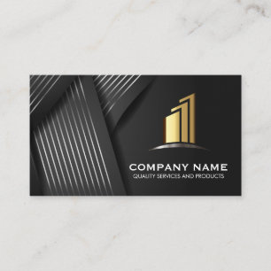 Gold Pillar Logo Stripes Ribbon Background Business Card