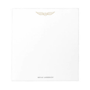 Gold Pilot Wings Monogram Notepad