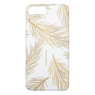 Gold Pine Needles Modern Personalised iPhone Case