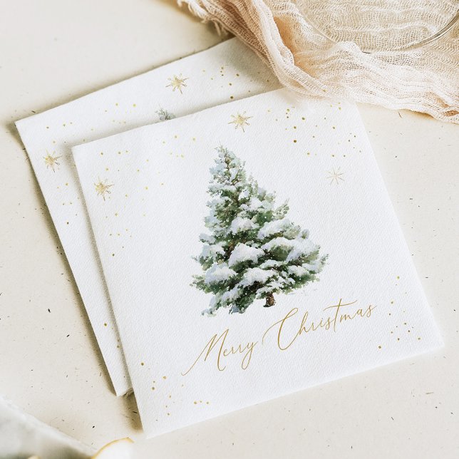 Gold & Pine Tree Christmas Napkin (Creator Uploaded)