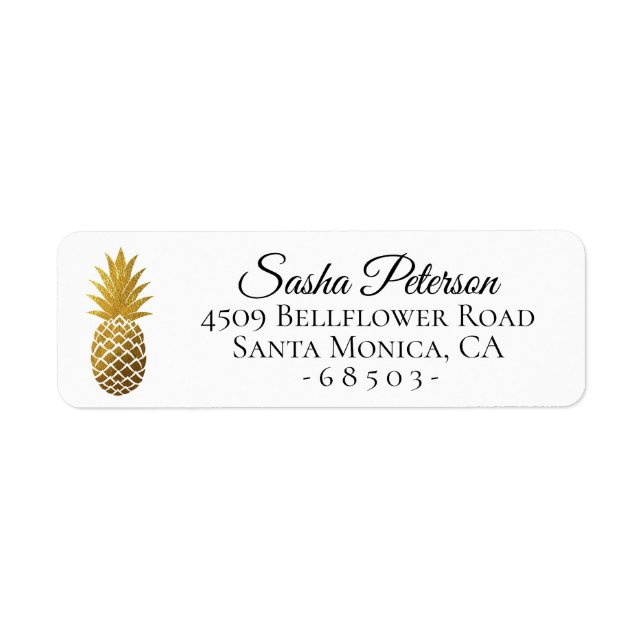 Gold Pineapple Address Return Address Label (Front)