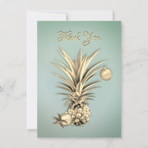 Gold Pineapple Custom Flat Thank You Holiday Card