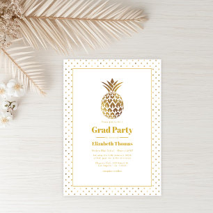 Gold Pineapple Graduation Party Invitation