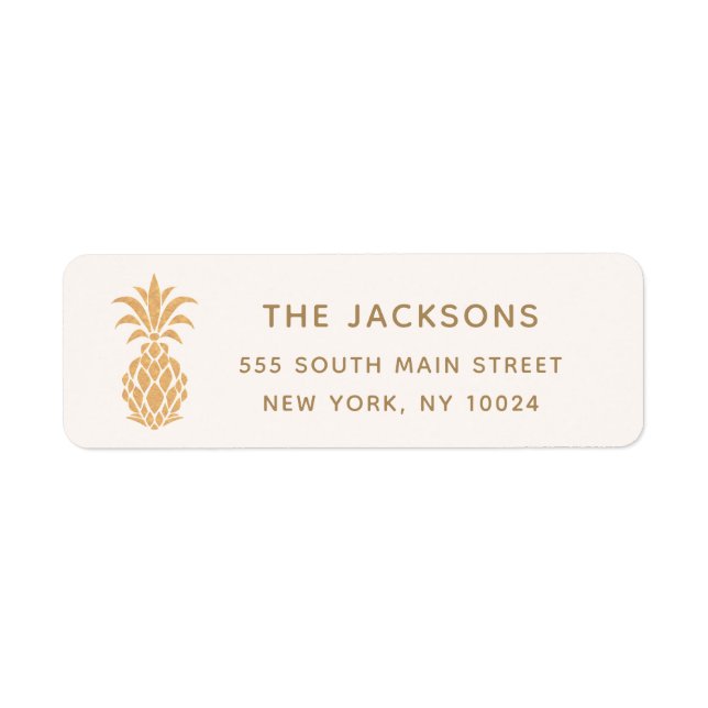Gold Pineapple Label Return Address Label (Front)