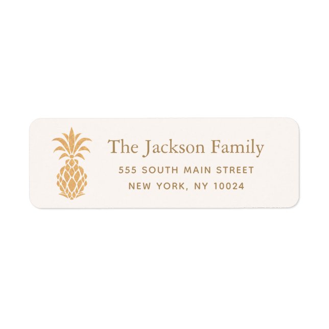 Gold Pineapple Label Return Address Label (Front)