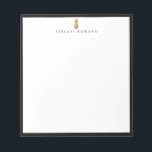 Gold Pineapple Logo Black Frame Notepad<br><div class="desc">Elegant faux gold foil pineapple logo design with black frame,  personalised with name,  notepad.  Text font style and colour can be customised.</div>