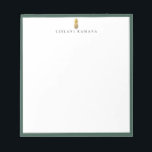 Gold Pineapple Logo Green Frame Notepad<br><div class="desc">Elegant faux gold foil pineapple logo design with hunter green frame,  personalised with name,  notepad.  Text font style and colour can be customised.</div>