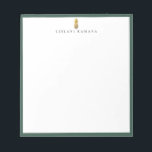 Gold Pineapple Logo Green Frame Notepad<br><div class="desc">Elegant faux gold foil pineapple logo design with hunter green frame,  personalised with name,  notepad.  Text font style and colour can be customised.</div>