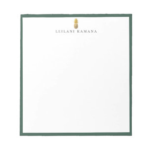 Gold Pineapple Logo Green Frame Notepad
