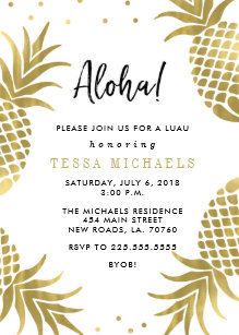 gold pineapple invitations announcements