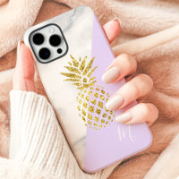 Gold Pineapple Marble Pastel Purple Monogram