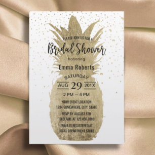 Gold Pineapple Modern Tropical Bridal Shower Invitation