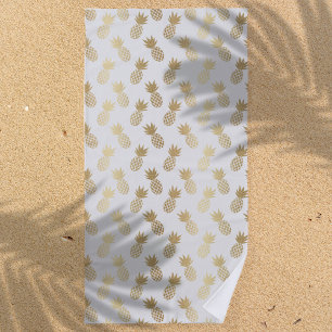 Gold Pineapple Pattern Beach Towel