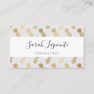 Gold Pineapple Pattern Business Card