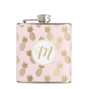Gold Pineapple Pattern Hip Flask