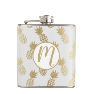 Gold Pineapple Pattern Hip Flask