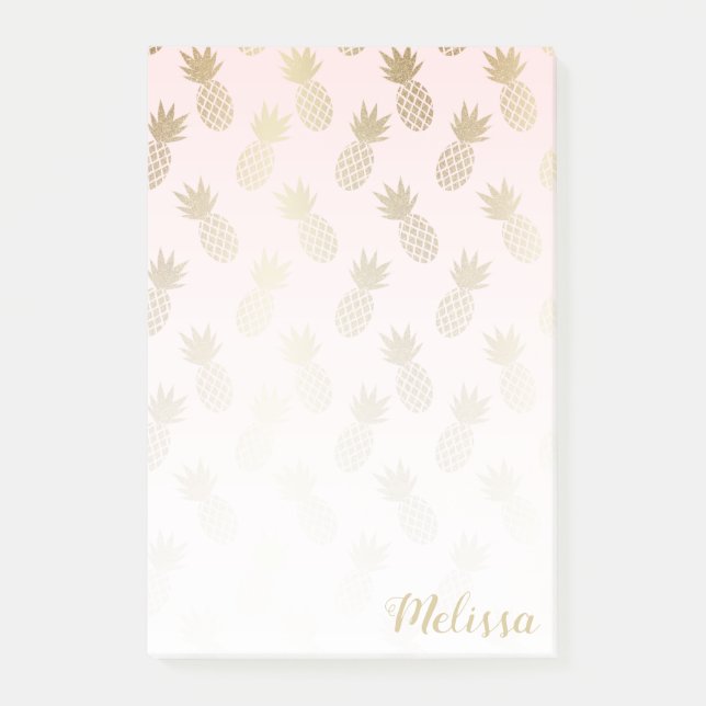 Gold Pineapple Pattern Post-it Notes (Front)