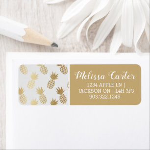 Gold Pineapple Pattern Return Address Label