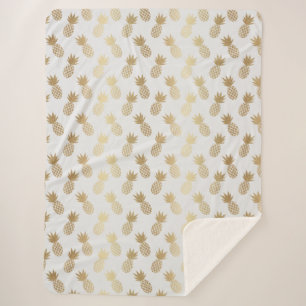 Gold Pineapple Pattern Sherpa Blanket