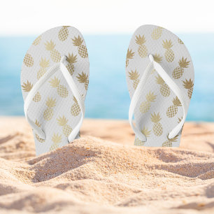 Gold Pineapple Pattern Thongs