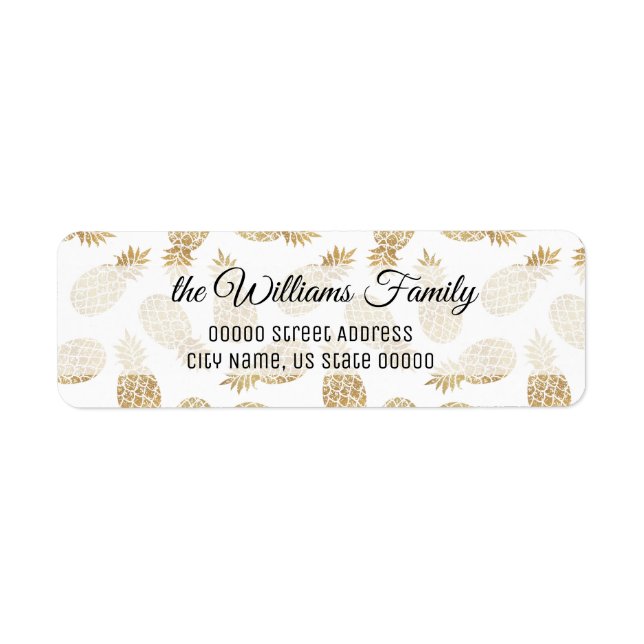 Gold Pineapple Personalized Return Adress Address Label (Front)