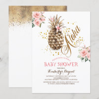 Gold Pineapple Pink Floral Beach Baby Shower