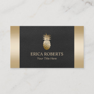 Gold Pineapple Royal Black & Gold Event Planning Business Card