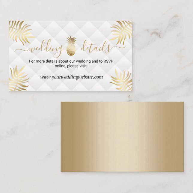 Gold Pineapple Wedding Details Website Enclosure (Front/Back)