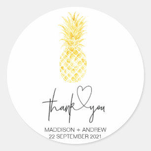 Gold Pineapple Wedding Engagement Thank You Favor Classic Round Sticker